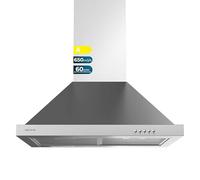 Cecotec Cappa aspirante piramidale 60 cm Bolero Flux PM 606500 Inox A. Motore 165 W, finitura inox, aspirazione 650 m3/h, controllo meccanico, 3 livelli di potenza, luce e filtro al carbonio
