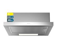 Cecotec Cappa aspirante telescopica da 60 cm Bolero Flux TLM 606500 Inox A. Motore 165 W, potenza di aspirazione 650 m3/h, controllo meccanico, 2 livelli di potenza, luce e filtro al carbonio, Inox