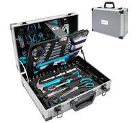 Cecotec Cassetta degli Attrezzi 380 Pezzi ToolBox 8000 Pro. Valigetta in Alluminio Premium, Bussole CR-V, Punte S2 Resistenti, Chiavi a Cricchetto e Fisse, Ideale in Falegnameria, Crea Ogni Progetto