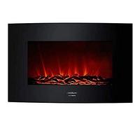 Cecotec Cheminée électrique Ready Warm 2200 Curved Flames. 2000W, 22", 2 niveaux de puissance, 20m2, Télécommande, Panneau curve en verre templé (35", Nero | Telecomando)