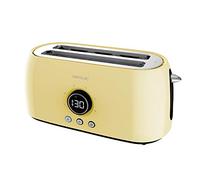 Cecotec ClassicToast 15000 Tostapane digitale extra doppio giallo 1500 W, 2 Slot Lunghi per 4 toast, display digitale, 3 funzioni, aste superiori, design retrò, colore giallo