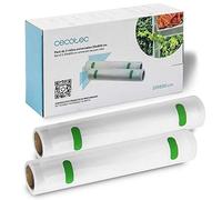 Cecotec Confezione da 2 rotoli per sigillatrice sottovuoto Superficie goffrata, lunghezza 6 metri, consente di realizzare sacchetti di dimensioni personalizzate, senza BPA (larghezza 20 cm)