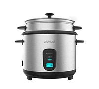 Cecotec Cuociriso Ricefusion 7000 Inox. 700 W, Capacità 1,8 litri, 10 porzioni, Coperchio in Acciaio Inox e Vetro, Funzione Automatica di Mantenimento in Caldo, Include Vassoio per il Vapore