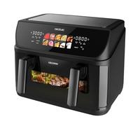 Cecotec Friggitrice ad Aria 10L - Air Fryer, Cecofry&Grill Duoheat 10000. 2800W, Doratura Perfetta e Sapore Griglia su Carni, 4 Resistenze, Parete Divisoria Mobile, Temperatura Duale, 10 Menu