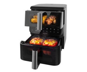 Cecotec Friggitrice ad Aria 10L Cecofry DuoLevel 10000 DuoSize Window. 2000W, Design Verticale, Cestelli 3,5-6,5L, Finestra per Vedere Senza Perdere Calore, Sync, 10 Menù, Risparmia Tanto Spazio Utile