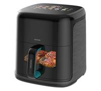 Cecotec Friggitrice ad Aria 6,5L- Air Fryer Cecofry&Grill Smokin'Prime 6500. 2200W, 3in1: Friggitrice, Grill, Piastra. Affumicatore integrato, Temp 40-200°C, Parete Divisoria Mobile, Cottura uniforme