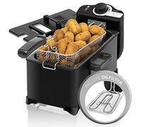 Cecotec Friggitrice Cleanfry 3 l Black. 3 litri di capacità, 2000 W, acciaio inossidabile con rivestimento smaltato in nero. Temperatura regolabile fino a 190°C