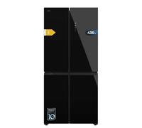 Cecotec Frigorifero Americano 4 Porte Bolero CoolMarket 4D 436 Black Glass E. 436L, Cross Door, Inverter Plus, NoFrost, Metal Cooling, Fast Cooling/Freezing, Classe E, Multi Airflow, Vacanza