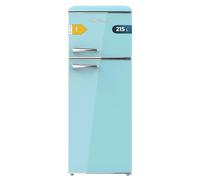Cecotec Frigorifero Vintage Combinato Bolero Coolmarket 2D Origin 215 Blue E. Altezza 148,2 cm e Larghezza 55,2 cm, LED, Maniglia cromata, Vassoi in vetro, Controllo temperatura, Blu