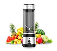 Cecotec Frullatore a Bicchiere Portatile Individuale Smoothies WanderlustMix USB. 126W, Compatto, Bicchiere da 400ml, 4 Lame con Rivestimento in Titanio Nero, Autonomia di 15 Usi