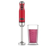 Cecotec Frullatore a Immersione Retro Power RetroRed 1200MAX. 1200W di Potenza, Lama a 4 Lame con Rivestimento in Titanio Nero, 2 Velocità, Bicchiere da 0,5L, Design Vintage