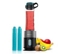 Cecotec Frullatore individuale Power Titanium 650 EasyGo Inox, 650W, Lama con 4 foglie rivestita in titanio nero, Bicchieri resistenti, Include 2 tubi refrigeranti da 600 ml