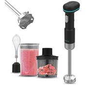 Cecotec Frullatori a Mano Portatile BlendGo Hand. Motore DC 180W, Batteria con Carica 2h, 30min Uso, Indicatore Batteria, Temp 60-96ºC, Velocità 6500-13000 RPM, Accessori Versatili, Pulsante Sicurezza