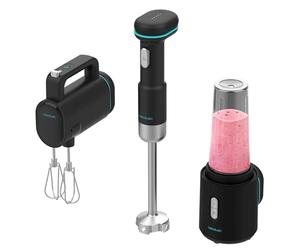 Cecotec Frullatori a Mano Portatile BlendGo Pack. 180W, Batteria con Carica 2h, 30min Uso, Indicatore Batteria, Accessori Completi, Temp 60-96ºC, Velocità 6500-13000 RPM, Ricaricabile, Sicurezza