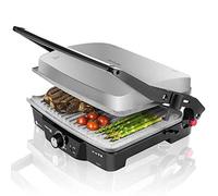 Cecotec Griglia elettrica Rock'nGrill 2000. Rivestimento antiaderente RockStone, 180º, altezza regolabile, superficie cucinata 30x23,5 cm, include raccoglitore di grasso, 2000 W