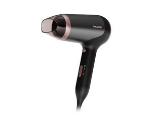 Cecotec IoniCare Power & Travel Black Asciugacapelli pieghevole. 2400 W, motore DC, tecnologia agli ioni reali, compatta, aria fredda, include diffusore, ugello concentratore e borsa per il trasporto