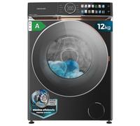 Cecotec Lavatrice 12Kg Carica Frontale Bolero DressCode 12980 Direct Drive Steel A. 1400RPM, Motore Direct Drive, Basso Consumo, Display FullColor, Finiture in Similpelle, Porta XXL, Luce UV e Vapore