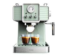 Cecotec Macchina da Caffè Espresso Power Espresso 20 Tradizionale Light Green 1350 W, Capacità 1,5 L, Espresso e Cappuccino, 20 Bar e Thermoblock, Vaporetto, Manometro, Design vintage