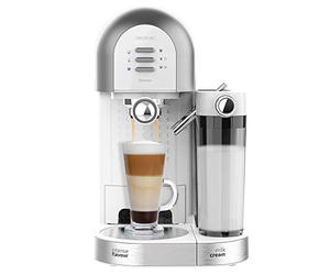 Cecotec Macchina da Caffè Semi automatica Instant-ccino 20 Chic Serie Bianca. per caffè macinato e capsule, 20 barrette, serbatoio per latte 0,7 ml, serbatoio per acqua 1,7 litri, 1470 W.