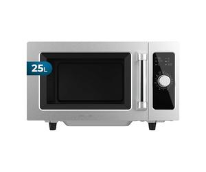 Cecotec Microonde Professionale Senza Piatto 25L FlatPro 2500. 1000W, Magnetron, Controllo Meccanico, Timer 60min, Scongelamento Cottura Rapida, Avviso Sonoro, per uso intensivo e risultati uniformi