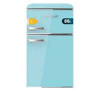 Cecotec Mini Frigorifero Retro Bolero Coolmarket 2D Origin 86 Blue E. Due Porte Blu di 89,3cm di Altezza e 48,7 di Larghezza con Capacità di 86L, Classe Energetica E, Led Interno e Maniglia Cromata