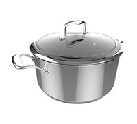 Cecotec Pentola Polka Classy 28 Pot Steel, diametro 28 cm, capacità 7,5 l, acciaio inox 18/10, rivestimento antiaderente, maniglie rivettate, coperchio in vetro, adatto a tutti i tipi di cucine