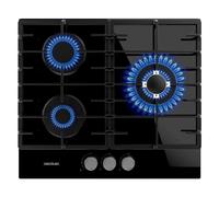 Cecotec Piano cottura a gas Bolero Squad G 3200F Glass Black. 6250W, 3 fuochi, cristallo nero, griglie complete in ghisa, bruciatore WOK tripla corona, accensione elettrica, sistema sicurezza valvole.