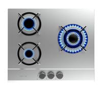 Cecotec Piano cottura a gas Bolero Squad G 3200S Inox. 6250W, 3 fuochi, acciaio inox, griglie individuali in ghisa, bruciatore WOK tripla corona, accensione elettrica, sistema sicurezza valvole.