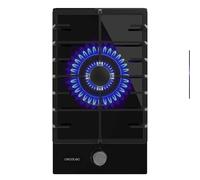 Cecotec Piastra Gas Butano e Naturale 1 Fuoco Bolero Squad G 1200F Glass Black. 3500 W, vetro nero, griglie complete in ghisa, WOK tripla corona, accensione elettrica, sistema di sicurezza