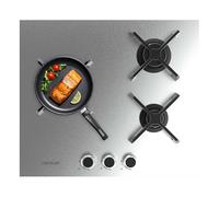 Cecotec Piastra a gas 3 fuochi Bolero Squad G 3400S Inox. 6,2 kW, Acciaio inossidabile, Griglie in ghisa, Bruciatore WOK Triple Corona, Accensione elettronica, Sicurezza delle valvole, Accessorio a