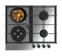 Cecotec Piastra a gas 4 fuochi Bolero Squad G 4400F Inox. 8kW, Acciaio inossidabile, Griglie in ghisa, Bruciatore WOK Triple Corona, Accensione elettronica, Sicurezza delle valvole, Accessorio a gas