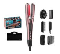 Cecotec Piastra e Asciugacapelli per Capelli AirLisse 6in1 iTwerk Black. 1000 W, 112000 rpm, Piastre Vibranti, Doppia Piastra Riscaldante, Tecnologia Infrarossi, 3 Modalità, Plasma, 6 Accessori
