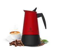 Cecotec Piccolina 900 Cafetera Italiana para 9 Tazas - Acero Inoxidable - Compatible con Induccion y Gas - Mango Ergonomico y Resistente - Valvula de Seguridad - Color Rojo