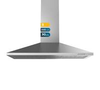 Cecotec Cappa aspirante piramidale 90 cm Bolero Flux PM 903500 Inox B. Motore 65 W, finitura inox, aspirazione 350 m3/h, controllo meccanico, 3 livelli di potenza, luce e filtro al carbonio