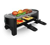 Cecotec Raclette Con Griglia Elettrica Cheese&Grill 3200 Pocket Allstone. 320W, Per 2 Persone, Finitura In Acciaio Inox, Piastra Antiaderente Per Grigliate In Pietra, Include 2 Teglie E 1 Spatola