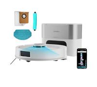 Cecotec Robot Aspirapolvere - Base Autovacciata 3L - IA - Navigazione Laser - 2500Pa - Conga Y90 Pearl. Autonomia 240 minuti in modalità eco, spazzola in silicone, ideale per animali domestici