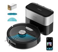 Cecotec Robot Aspirapolvere e Lavapavimenti Base Autosvuotamento Conga Y80 Dark. Navigazione Laser, 25000 Pa, Auton. 240min, Spazzola Silicone Pet, Sacco 3L, Bluetooth WiFi, App per Casa Sempre Pulita