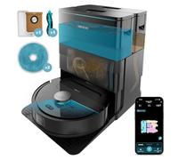 Cecotec Robot Aspirapolvere e Lavapavimenti con Base Autovuotante Conga X50. Motore Aspirazione 15000Pa, Base 4in1, Tecnologia Laser, Mop Rotanti, Spazzola Laterale, App e Connessione Bluetooth e WiFi