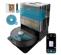 Cecotec Robot Aspirapolvere e Lavapavimenti con IA e Base Autovuotante Conga X70. Motore Aspirazione 15000Pa, Base 4 in 1, Tecnologia Laser, Mop Rotanti, Spazzola Laterale, App e Bluetooth