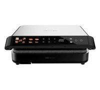 Cecotec Rock'nGrill 2000 PerfectCook Parrilla Electrica con Sonda de Temperatura Inteligente - 2000W - Placas Desmontables - Acabado en Acero Inoxidable - Bandeja Recogegrasas - 30x23cm - Color Neg