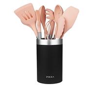 Cecotec Set di 9 pezzi Rosa pastello, rivestimento Soft touch e manico in acciaio. Materiali: Silicone, Nylon e PP, Include Holder Polka