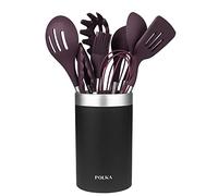 Cecotec Set di 9 pezzi Viola, rivestimento Soft touch e manico in acciaio. materiali: silicone, nylon e PP, include Holder Polka