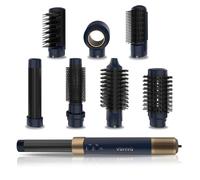 Cecotec Spazzola Ad Aria Calda Ceramiccare Airglam Blue. 1400 W, Multifunzione 8 In 1, Ricciolo, Pettine, Asciuga ed Elimina L'Effetto Crespo, 3 Velocità, 3 Temperature, Rivestimento Ceramico.