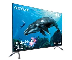 Cecotec Televisore QLED 75" Smart TV Serie V2 VQU20075, 4K UHD, Android TV 11, Frameless, Assistente vocale Google e Chromecast, Dolby Vision & Atmos, HDR10, HBBTV, 2023.