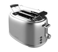 Cecotec Toast&Taste 1000 Retro Double Inox Tostapane Verticale, 2 Fette, 980 W, 2 Slot larghe da 3,8 cm e Corte, Acciaio inossidabile, Aste superiori, Potenza regolabile, Vassoio Raccolte