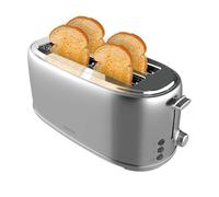 Cecotec Toast&Taste 1600 Retro Double Inox Tostapane, 4 fette, 1630 W, 2 fessure larghe da 3,8 cm e lunghe, in acciaio inox, aste superiori, potenza regolabile, vassoio raccogli briciole