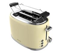 Cecotec Tostapane 2 fette Toast&Taste 1000 Retro Double Beige. 980 W, 2 fessure larghe da 3,8 cm e corte, acciaio inossidabile, aste superiori, potenza regolabile, vassoio raccogli briciole