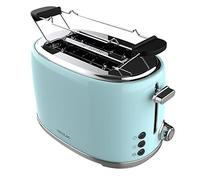 Cecotec Tostapane 2 fette Toast&Taste 1000 Retro Double Blue. 980 W, 2 fessure larghe da 3,8 cm e corte, acciaio inossidabile, aste superiori, potenza regolabile, vassoio raccogli briciole
