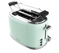Cecotec Tostapane 2 fette Toast&Taste 1000 Retro Double Green. 980 W, 2 fessure larghe da 3,8 cm e corte, acciaio inossidabile, aste superiori, potenza regolabile, vassoio raccogli briciole