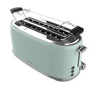 Cecotec Tostapane 4 Fette Toast&Taste 1600 Retro Double Verde, 1630 W, 2 Slot Larghi da 3.8 cm e Lunghi, Acciaio Inossidabile, Aste Superiori, Potenza Regolabile, Vassoio Raccoglibriciole